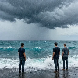 heavy rain on an ocean of acrylic paint. by afshar petros and tony sandoval