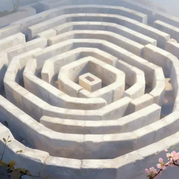 White stone labyrinth. Brutalism. Lighting, bloom. Fantasy, digital painting, HD, 4k, detailed.