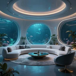 futuristic room, crisp, artstation, luxury, beautiful, dim painterly lighting aquatic, 3 d concept art