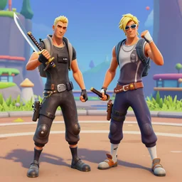 Fortnite 8-Ball vs Scratch holding a katana