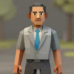 screencap of low poly obama, in playstation's resident evil 2