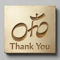 An Ohm Sign with the words Thank You engraved on it :: art by Hiroki Endo