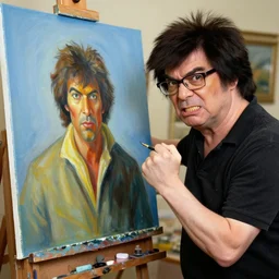 Bob ross raging at a painting