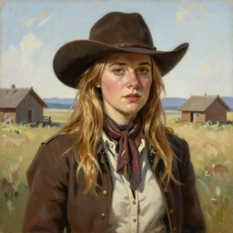 a vintage portrait painting of elle fanning as an old western outlaw, highly detailed, art by tristan eaton and artgerm and william - adolphe bouguereau