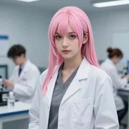 Mahou Shoujo, Ai Researcher, labcoat, german, female,woman,by wlop, trending on artstation,4k,8k,pink