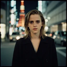 emma watson, in tokyo at night, film still, cinestill 8 0 0,