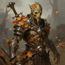 autumnal treant warrior, d & d, fantasy, portrait, highly detailed, digital painting, trending on artstation, concept art, sharp focus, illustration, art by artgerm and greg rutkowski and magali villeneuve