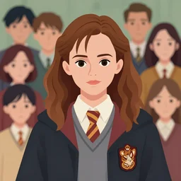 [ young ] emma watson as hermione granger 2 0 1 4, clean cel shaded vector art. shutterstock. behance hd by lois van baarle, artgerm, helen huang, by makoto shinkai and ilya kuvshinov, rossdraws, illustration