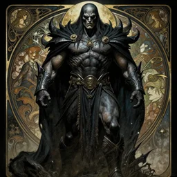 uncut full body portrait of dark and mysterious and eerie and ominous he - man, cinematic, epic, highly detailed, intricate, sharp details, illustration, artwork by artgerm and greg rutkowski and alphonse mucha