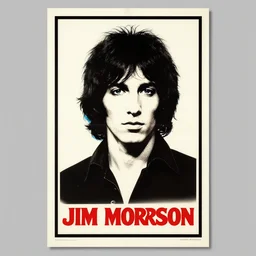 Jim Morrison Poster, 1970's, Poster, screen print, Cream paper, black, red and cyan ink, pintrest.com