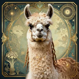 llama with dreadlocks, art deco, by Mandy Jurgens, Ernst Haeckel, James Jean, artstation, concept art