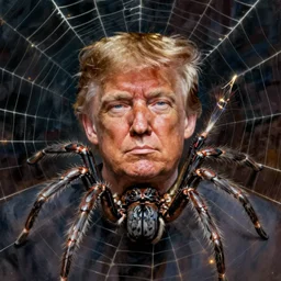 Donald Trump's face on a spider