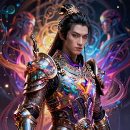 An aetherpunk sorcerer wearing magic inflused armor, intricate artwork by Tooth Wu and greg rutkowski and artgerm, cinematic, hyper realism, high detail, octane render, unreal engine, 8k, Vibrant colors, Smooth gradients, High contrast, depth of field, aperture f2.8