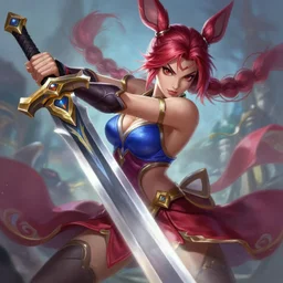 a realistic painting of ahri from league of legends wielding a sword, vibrant, digital art, riot games, trending on artstation, intricate details