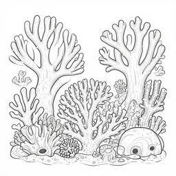 grayscale adult coloring page of the coral reef