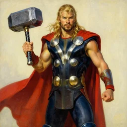 thor with hammer, marvel, artwork by nicholas roerich,