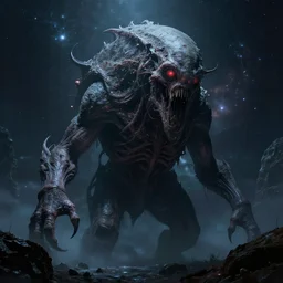 a lovecraftian cosmic horor, deep space, gigantic creature, photorealistic