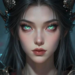 epic dragon warlock female character design, highly detailed, glossy eyes, d & d, fantasy, highly detailed, digital painting, trending on artstation, concept art, sharp focus, holographic undertones, illustration, global illumination, ray tracing, realistic shaded, art by artgerm and greg rutkowski and fuji choko and viktoria gavrilenko and hoang lap