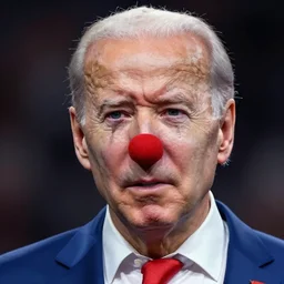 fantasy art 4 k ultra detailed realiatic hyper accurate joe biden as a sad crying clown red nose