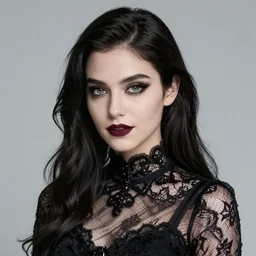 krysten ritter as a death from sandman, goth, black lace, by atey ghailan, by greg rutkowski, by greg tocchini, by james gilleard, by joe fenton, 9 0 s aesthetic