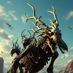 skeletal husk creatures in the sky by pablo amaringo by michael whelan, by borja by nekro by syd mead, nvidia, matte painting,