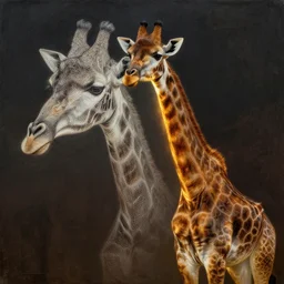 Geoffrey the giraffe dynamic lighting, cinematic, establishing shot, extremely high detail, shining, photo realistic, cinematic lighting, intricate line drawings, 8k resolution, oil painting on canvas