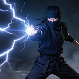 photo of a ninja shooting lightning out of hand