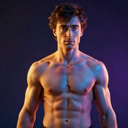 photorealistic daniel radcliffe is ripped. hyperdetailed photorealism, 1 0 8 megapixels, amazing depth, high resolution, 3 d shading, 3 d finalrender, 3 d cinematic lighting, glowing rich colors, psychedelic overtones, artstation concept art.