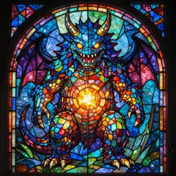 stained glass monster, glowing lights, epic fantasy, colorfully, digital art, highly saturated colors, concept art, detailed illustration, hd, 4 k, digital art, greg rutkowski, dan mumford, studio ghibli trending on artstation