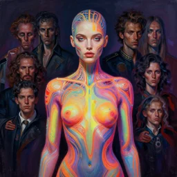 half body portrait of beautiful professional model in a dream neon suit, detailed, centered, digital painting, artstation, concept art, donato giancola, surrealistic, intricare face and body, joseph christian leyendecker, wlop, boris vallejo, moebius, breathtaking, 8 k resolution, extremely detailed, beautiful, establishing shot, artistic, hyperrealistic, beautiful face, octane render, cinematic lighting, dramatic lighting, masterpiece