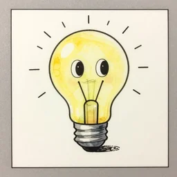 cute and funny, a smiling light bulb with eyes and mouth, ratfink style by ed roth,, centered award winning watercolor pen illustration, isometric illustration by chihiro iwasaki, the artwork of r. crumb and his cheap suit, cult - classic - comic