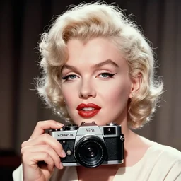 Marilyn Monroe as a 1980s young woman, Konica Minolta, detailed