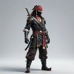 Full body profile of Male Ninja Pirate, hd, intricate, bloodborne, 8k, digital art