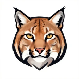 symmetrical vector style logo, face on lynx lynx