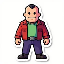 fallout 7 6 butcher billy, sticker, colorful, illustration, highly detailed, simple, smooth and clean vector curves, smooth andy warhol style