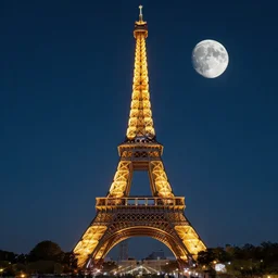 Eiffel tower (photography), cheese, moon, (((waterpaint))) ((((((((Night)))))))) day time