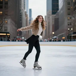 a girl i ’ ve only seen in my dreams, beautiful, skating in new york, trippy, portrait, 4 k, 8 k, professional photograph