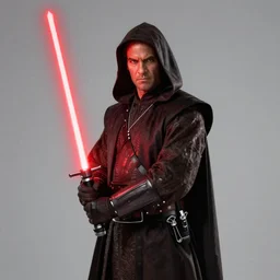 jar jar binks as a sith lord, holding a red lightsaber
