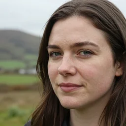 close up face female portrait, irishwoman in a scenic environment