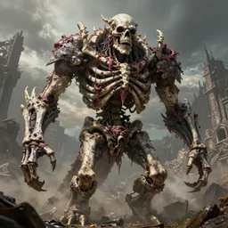 Gigantic devil titan skeletal boney disgusting grimy meaty gross demonic gigantic skeleton in fallout 4