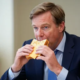 mark rutte eating a cheese sandwich