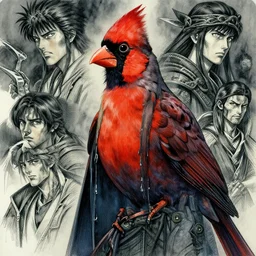 portrait, female cardinal bird person, druid, watercolor, dramatic lighting, cinematic, establishing shot, extremely high detail, foto realistic, cinematic lighting, pen and ink, intricate line drawings, by Yoshitaka Amano, Ruan Jia, Kentaro Miura, Artgerm, post processed, concept art, artstation, matte painting, style by eddie mendoza, raphael lacoste, alex ross,