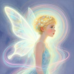 side portrait, ellie bamber, pixie, fairy wing, gloomhaven, luminescent, colorful swirly magic ripples, pastel colors, by greg manchess, huang guangjian, gil elvgren, sachin teng, greg rutkowski, jesper ejsing, ilya kuvshinov