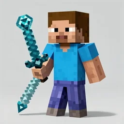 minecraft steve holding diamond sword, concept art, unreal engine 5