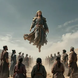 the ancient one floating above his people.