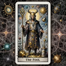 the fool tarot card, fantasy character portrait made of fractals, ultra realistic, wide angle, intricate details, the fifth element artifacts, highly detailed by peter mohrbacher, hajime sorayama, wayne barlowe, boris vallejo, aaron horkey, gaston bussiere, craig mullins