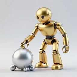 Robot made of gold discovering silver