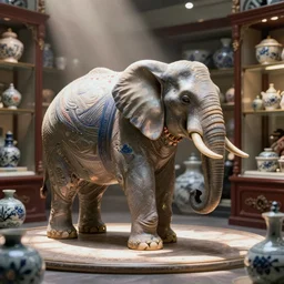 an elephant in a porcelain store