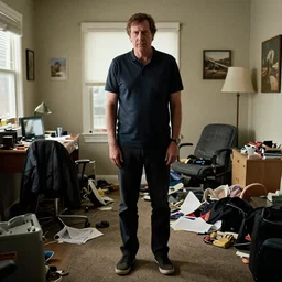 jordan peterson in a messy room with bad posture