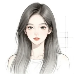 beauty aisan girl, illustration, by christophe young, blueprint, sketch